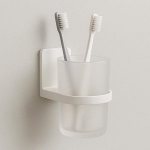 Wall-Mounted Toothbrush & Cup Holder - Minimalist Design