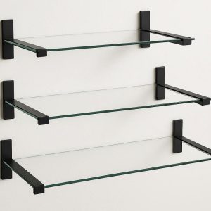 26 Floating Wall Shelves Set - Modern Glass & Metal